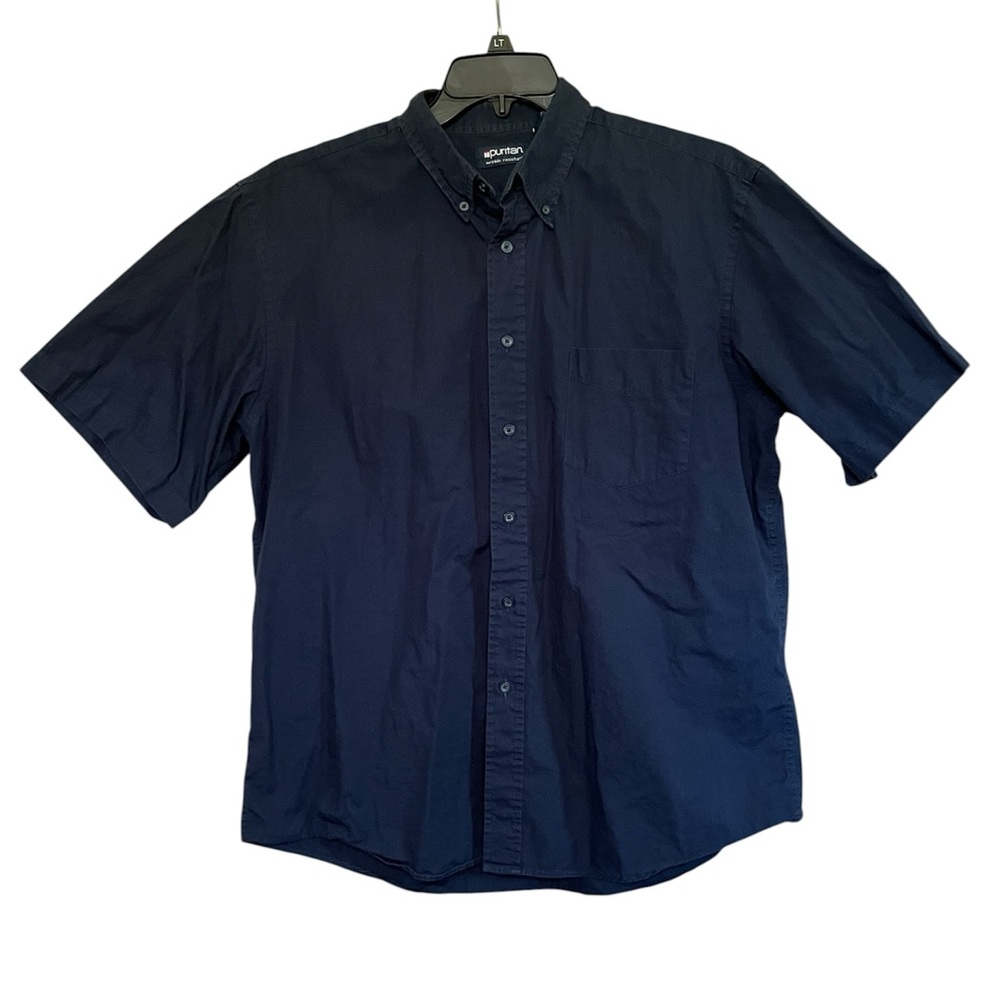 Vintage Puritan Navy Men's Short Sleeve Button-Down Shirt